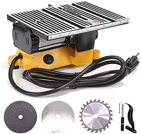 4″ Mini Portable Table Saw, Mini Hobby Table Saw, Small Cutting Machine, Portable Worksite Table Saw for DIY Handmade Wooden Model Crafts, Metal, Ceramic Tile, Glass Cutting not cut steel and iron