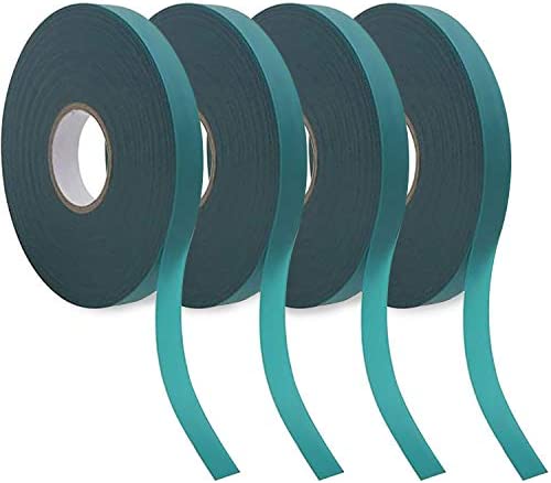4 Rolls Stretch Tie Tape, 1/2 Inch Wide Garden Tie Tape Thick Plant Ribbon Garden Green Vinyl Stake for Branches, Flowers, Plants, Total 600 Feet (0.5 Inches)