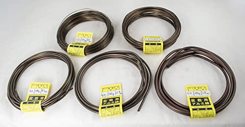 5 Mix 100 g/Roll Genuine Japanese Aluminum Dark Brown Bonsai Training Wire – 1.0 mm / 2.0 mm / 3.0 mm / 4.0 mm / 5.0 mm