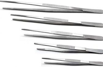5-Piece Tweezer Set Dressing Thumb Serrated Forceps - FEITA Stainless Steel Surgical Tweezers 5, 6, 8, 10, 12 inch