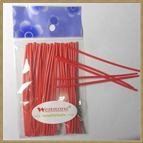 50pcs Plastic Oval 3 1/4″ (8cm) Twist Ties – RED