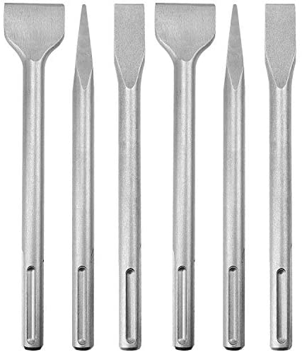 6-Piece SDS Max Chisel Set, CertBuy Concrete Drill Bit Set Rotary Hammer Bits Chisel Set Including Point Chisel, Flat Chisel and Scaling Chisel