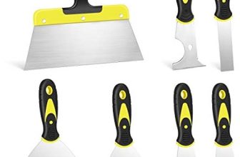 7 Pieces Joint Knife Set Including Putty Knives and 6-in-1 Multi-tool Painter Scraper, Soft Grip Handle Taping Knife for Drywall Plaster Paint Scraping Decals Wallpaper (1, 1.5, 2, 3, 4, 6, 10 Inch)