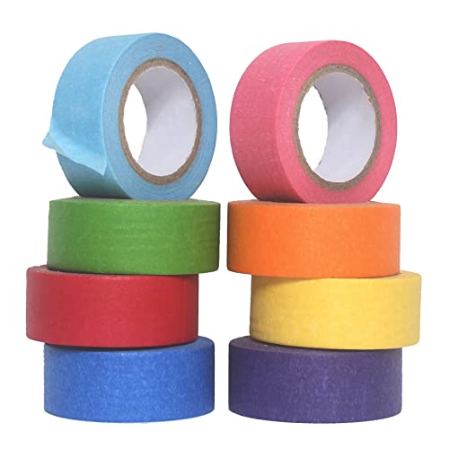 8PCS Color Tape Masking Tape Color Masking Paper Creative DIY(0.94 Inch, 13 yd)