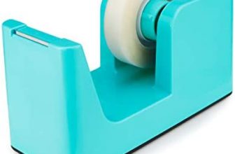 ABEL SimpleWork Desktop Tape Dispenser, Aqua, 1 in Core, Non-Skid Weighted Base, Tape Cutter for Office, Home, School, and Crafts