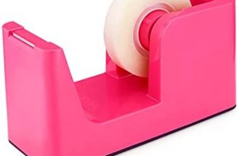ABEL SimpleWork Desktop Tape Dispenser, Pink, 1 in Core, Non-Skid Weighted Base, Tape Cutter for Office, Home, School, and Crafts