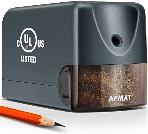 AFMAT Electric Pencil Sharpener Heavy Duty, Classroom Pencil Sharpener for 6.5-8mm No.2/Colored Pencils, UL Listed Professional Pencil Sharpener w/Stronger Helical Blade, Gray