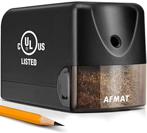 AFMAT Electric Pencil Sharpener, Heavy Duty Classroom Pencil Sharpeners for 6.5-8mm No.2/Colored Pencils, UL Listed Industrial Pencil Sharpener w/Stronger Helical Blade, Best School Pencil Sharpener