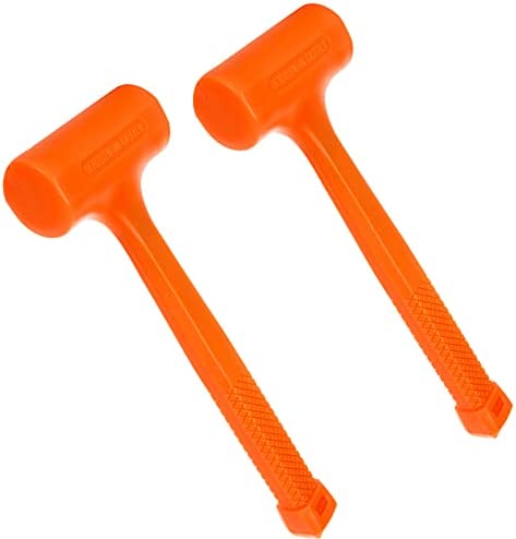 Acrux7 1Lb Dead Blow Hammer Set of 2 Pcs Rubber Hammer Neon Orange Mallet Hammer with Non-Marring Rubber Coating, Dead Blow Ball Peen Hammer, Checkered Grip, Spark and Rebound Resistant