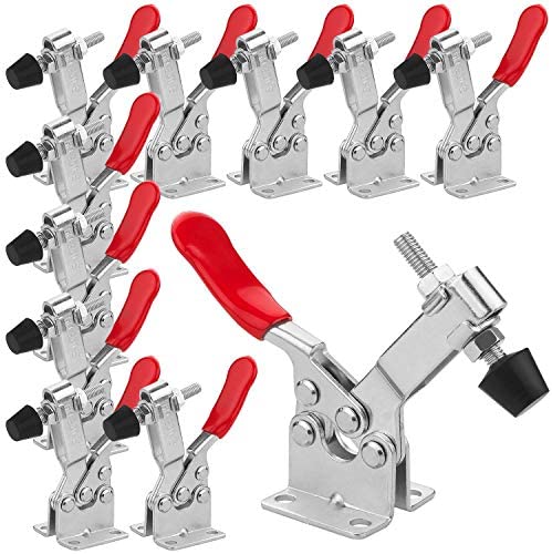 Adjustable Toggle Clamp 12 Pack 201-B Style Quick Release Toggle Latch Hold Down Clamp Antiskid Red Horizontal Clamp 360Lbs Holding Capacity Quick Release Woodworking Tool