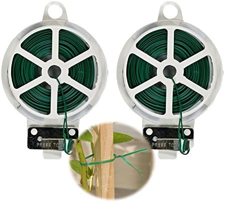 Arology 2 Pack Plastic Sturdy Garden Twist Plant Tie Wire with Cutter, Total 200 Feet