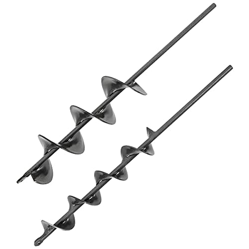 Auger Drill Bits for Planting Garden Auger Bulb Planter Garden Drill Bit Post Hole Digger 1.6×16.5″ and 3×16.5″ 2-in-1 Set Jucoci Rapid Planter Suitable for 3/8″ Hex Drive Drill Chucked Drill