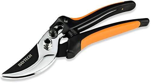 BAYTECH Professional SK-5 Steel Pruning Shears for Gardening, Garden Plant Scissors with Security Lock Button, Bonsai Flower Hedge Tree Trimmers Sharp Bypass Cutters, Manual Branch Pruner Tools