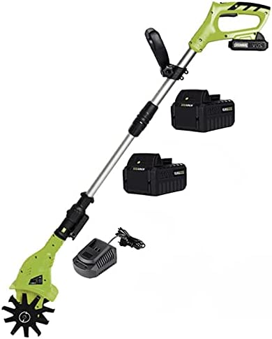 BJYX Cordless 20V Electric Tiller with 2 2AH Lithium Battery Cordless Cultivator with 2000×2 mah Rechargeable Battery for The Garden Vegetable Plots