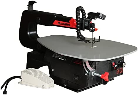 BUCKTOOL Quick Blade Change 16-inch Variable Speed Scroll Saw with Pedal Switch for woodworking Steel Work Table