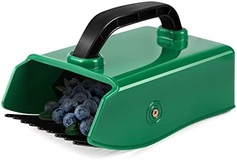 Berry Picker Rake with Metallic Comb and Ergonomic Handle, Blueberries Picker Scoop Harvesting Tool, BPA-Free, Black&Green