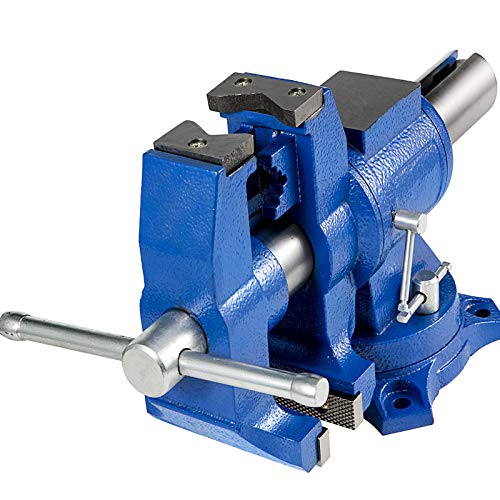 BestEquip 5″ Heavy Duty Bench Vise, Double Swivel Rotating Vise Head/Body Rotates 360°,Pipe Vise Bench Vices 30Kn Clamping Force,for Clamping Fixing Equipment Home or Industrial Use