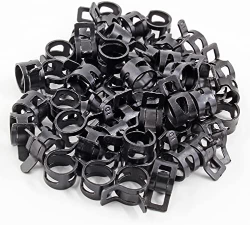 Bonsicoky 50Pcs 3/8″ Spring Band Type Action Hose Clamp,10mm Black Manganese Steel Spring Clip Pipe, for Fuel Line Silicone Hose Line Water Pipe