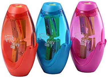 Bostitch Office Twist-N-Sharp Manual Pencil Sharpener, Double Hole, 3-Pack