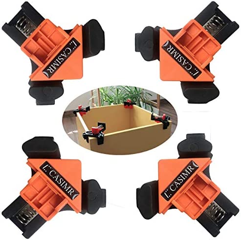 C CASIMR 90 Degree Corner Clamp, 4PCS Adjustable Single Handle Spring Loaded Right Angle Clamp,Swing Woodworking Clip Clamp Tool