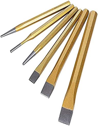 CED 6 Pcs Cold Chisel Set, with Canvas Bag, Cold Chisel for Brickwork, Woodwork, Concrete, Metal and Stone