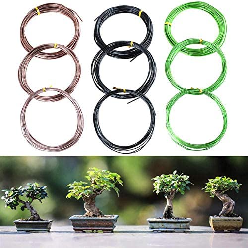 CHXIHome 9 Rolls Bonsai Wires, Anodized Aluminum Bonsai Training Wire, Bonsai Wires Fastener Tool, for Shaping Styling Indoor Bonsai Trees(Black)