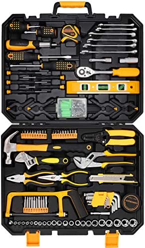 COMOWARE 168 Piece Tool Set- General Household Hand Tool Kit, Socket Wrench Auto Repair Tool Combination Package Mixed Tool Set with Plastic Toolbox Storage Case, Rv tool set