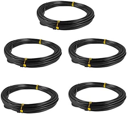 Carkio Anodized Aluminum Bonsai Training Wire Set, Diameter 1.0 mm 1.5 mm 2.0 mm 2.5 mm 3.0 mm, Black, Total 128 Feet 8 Rolls