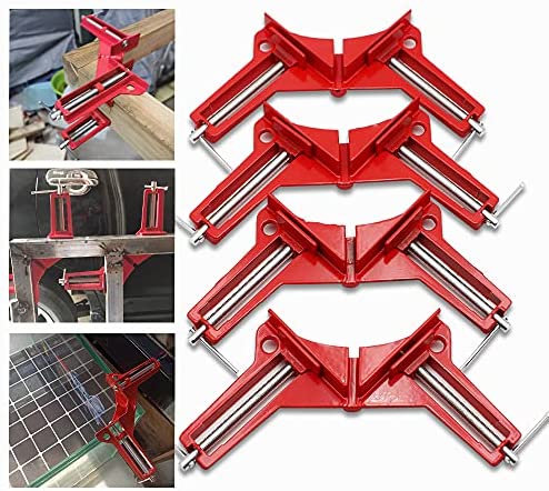 Corner Clamps 4Pcs Woodworking 90 Degree Clamps of Cast Metal, Durable Go-tool Right Angle Clamp with Adjustable Jaws Good for DIY Framing, Shelving, Welding, Fish-tanks, Cabinets