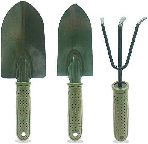 Cshangzei 3Pcs Garden Tool Set,Gardening Hand Shovel and Rake with Non-Slip Ergonomic Handle Grip,Plant Care Kit for Garden,Lawn,Indoor Outdoor Planter,Seeding