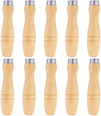 DOITOOL 10PCS 8 Inch Wooden File Handle with Strong Metal Collars for File Cutting Tool Craft Supplies