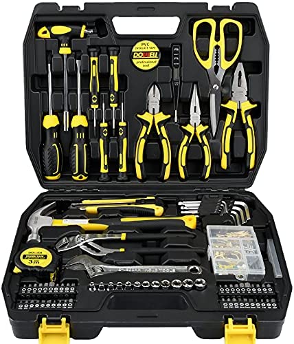 DOWELL Tool Kit Household Tool Set 185-Piece General Hand Tool Kit with Toolbox Storage Case HYT185