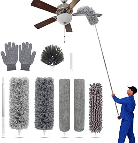 Duster with Extension Pole for Cleaning Ceiling Fans, High Ceilings, in Addition, Dusters for Cleaning Can Also Be Used for Low Places Cleaning, Such As Cabinets, Sofas, and Other Small Spaces.