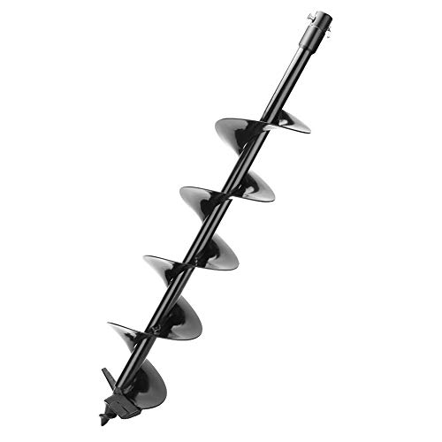 Earth Auger Drill Bit,7/8″ Shaft & 31” Length Augers for Gasoline Earth and Ice Auger Power Heads (6 Inch, Black Post Hole Digger)
