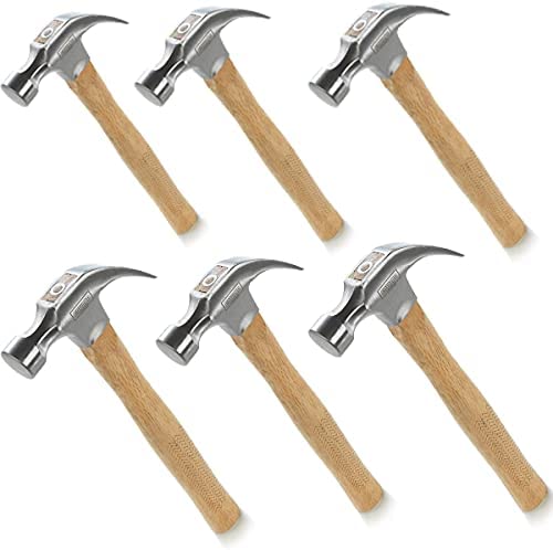 Edward Tools Oak Claw Hammers 16 oz (Pack of 6) – Heavy Duty All Purpose Hammer – Forged Carbon Steel Head – Etched Solid Oak Handle for more durability and grip