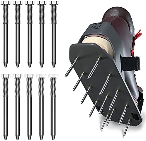 Ergomind Replacement Spikes for Lawn Aeration Shoes – Pack of 12 – Universal Stainless-Steel Garden Aerator Spikes Measure 2.4”x0.2” – Heavy-Duty & Durable – Easy to Install