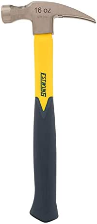Estwing – ESTEMRF16S Sure Strike Hammer – 16 oz Straight Rip Claw with Fiberglass Handle & No-Slip Cushion Grip – MRF16S