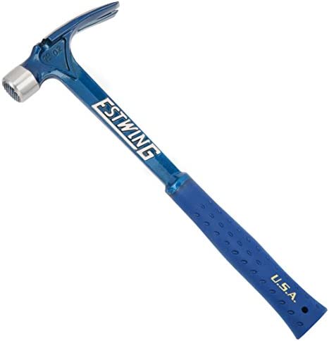 Estwing Ultra Series Hammer – Rip Claw Framer with Milled Face & Shock Reduction Grip – E6-15SM, 425g (15oz) , Blue