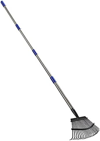 FLY HAWK Garden Rake Leaf 8 FT- rake Brush for Dogs rakes for Gardening Collect Loose Debris Among Delicate Plants, Lawns and Yards, Expandable Head from 4 FT to 8 FT Ideal Garden Rake Tools. (8 FT)