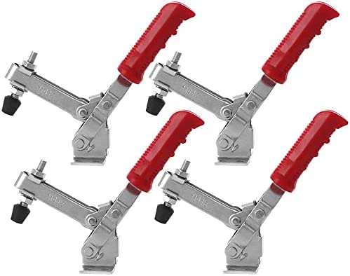 FactorDuty 4 Pack Vertical Toggle Clamp 11412 Hand Tool 450LB Holding Capacity Antislip Quick Release U Bar Hold Down Heavy Duty Toggle Clamps