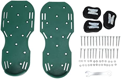 Fdit Lawn Aerator Shoes, Spiked Shoes for Lawn Care Grass Aerator Manual Lawn Scarifier Shoes Walking Lawn Aerator Grass Spike Shoes with Metal Buckle Strap for Garden, Yard Aeration (Green)