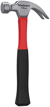 Fiberglass Claw Hammer With Comfort Grip Handle And Curved Rip Claw, Red