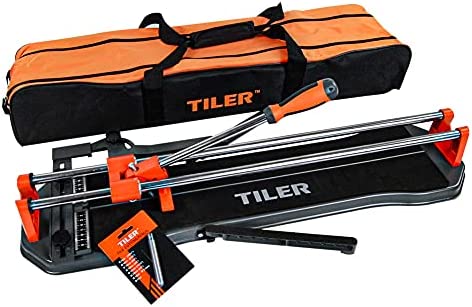 Fit Choice 24 Inch Manual Tile Cutter, Professional Porcelain Tile Cutter W/Aluminum Cutting Wheel Removable Scale, Cutting up to 0.55″, Anti Skid Rubber Surface, Come W/A Carry Bag (24″, Orange)