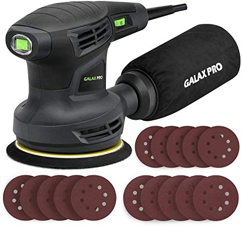 GALAX PRO 280W 13000OPM Max 6 Variable Speeds Orbital Sander with 15Pcs Sanding Discs, 5” electric Sander with Dust Collector for Sanding and Polishing