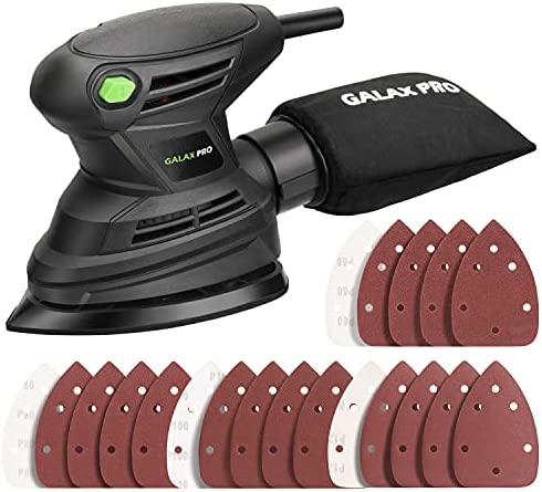 GALAX PRO Detail Sander,1.7A 15000 OPM Compact Electirc Sander with 20Pcs Sandpapers and Dust Bag,Soft Grip Handle in Home Decoration and DIY Working