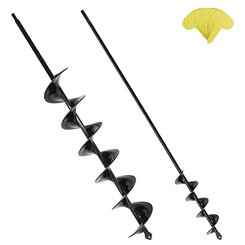 Garden Auger Drill Bit for Planting 2Pack 3x24in and 2x24in Spiral Drill Bit Planting Auger Bulb Planters Hole Digger Post Auger Bulb Planter Garden Auger Spiral Drill Bit Heavy Duty Garden Auger