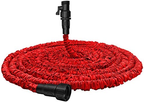 Garden Hose, Water Hose, Upgraded 50ft Flexible Pocket Expandable Garden Hose with 3/4″ Fittings, Triple-layer Core, Flexi Expanding Hose useful house gifts for Outdoor Lawn Car Watering Plants Red