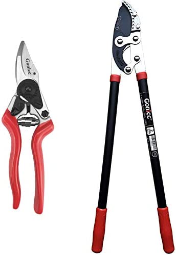 Gonicc Professional 30 inch SK-5 Steel Blade Anvil Lopper and Sharp Bypass Pruning Shears (GPPS-1007) For Smaller Hands, Sap groove design, Garden Pruning Tree Hedge Branch Cutter Trimmer Clippers sci