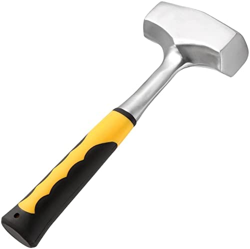 HAKZEON 2 Piece 11 x 4 Inches Club Hammer 3 Lb, Solid Forged Steel Crack Hammer Drilling Hammer with Yellow No-Slip Soft Rubber Grip for Construction, Auto Repair, Home Improvement