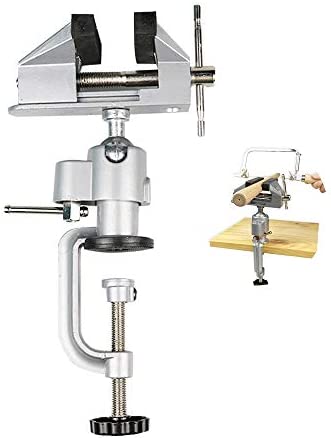 HIPOGT Table Vise Clamp Bench Vise Woodworking Vise with Anvil 360° Swivel Vice for Workbench Table Clamp Vise Grip, Cutting Conduit, Drilling, Metalworking